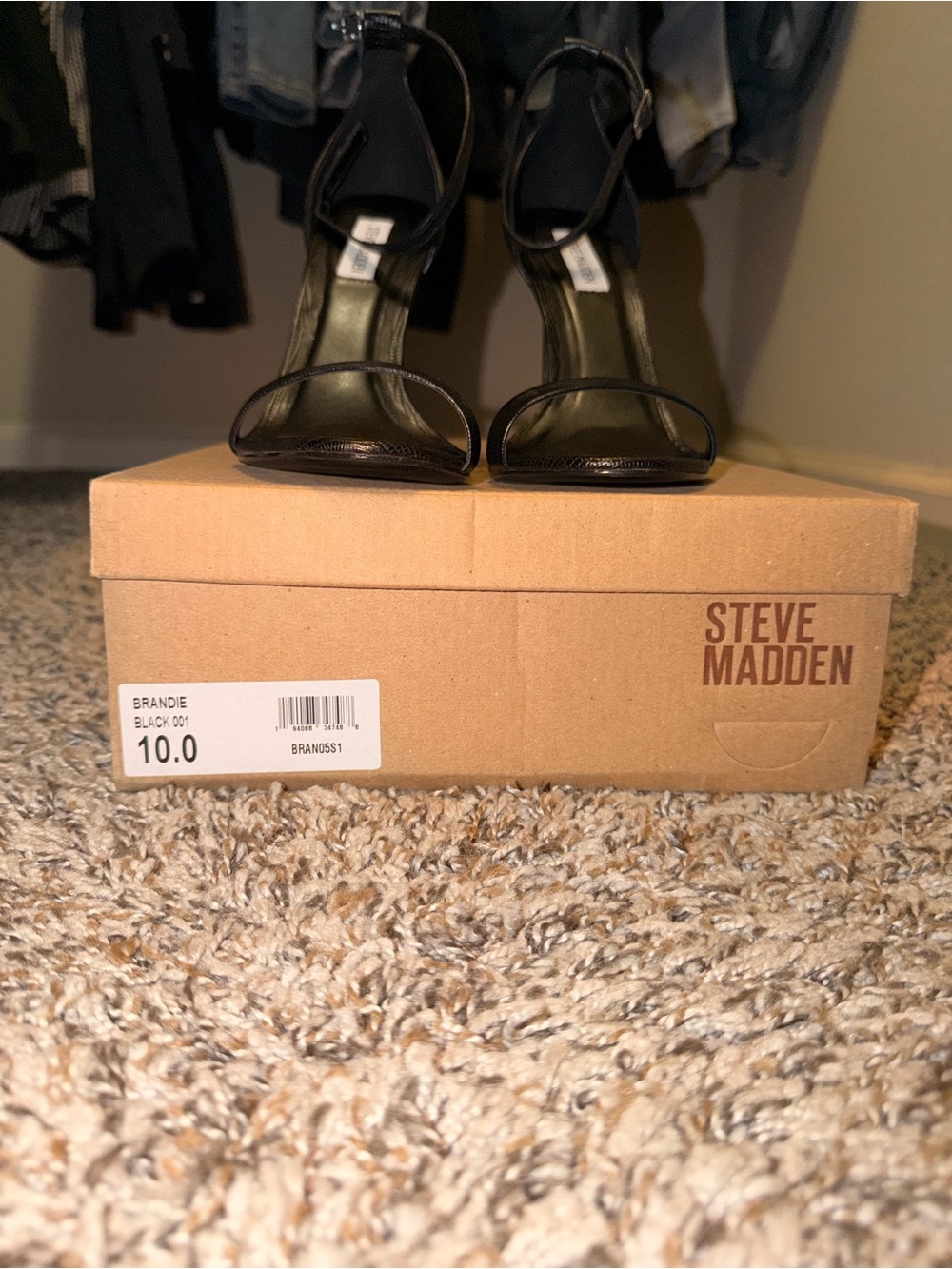 Steve Madden Black Brandie Ankle-Strap Heels